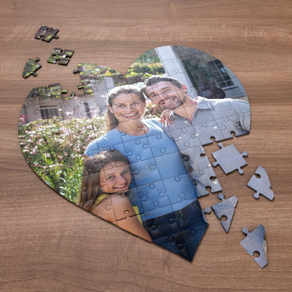 Photo Puzzle Personalized Family Photo Heart Shaped Puzzle