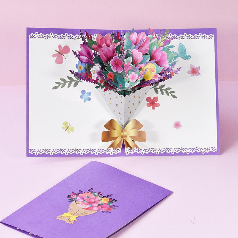 Greeting Card Creative Three-dimensional Magnolia Bouquet Gifts