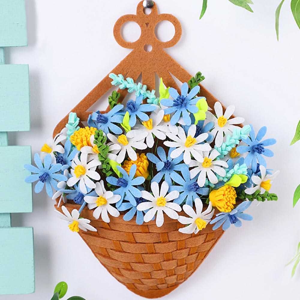 Blue Flower Pot 3D DIY Card Wall Decor Non-woven Fabrics